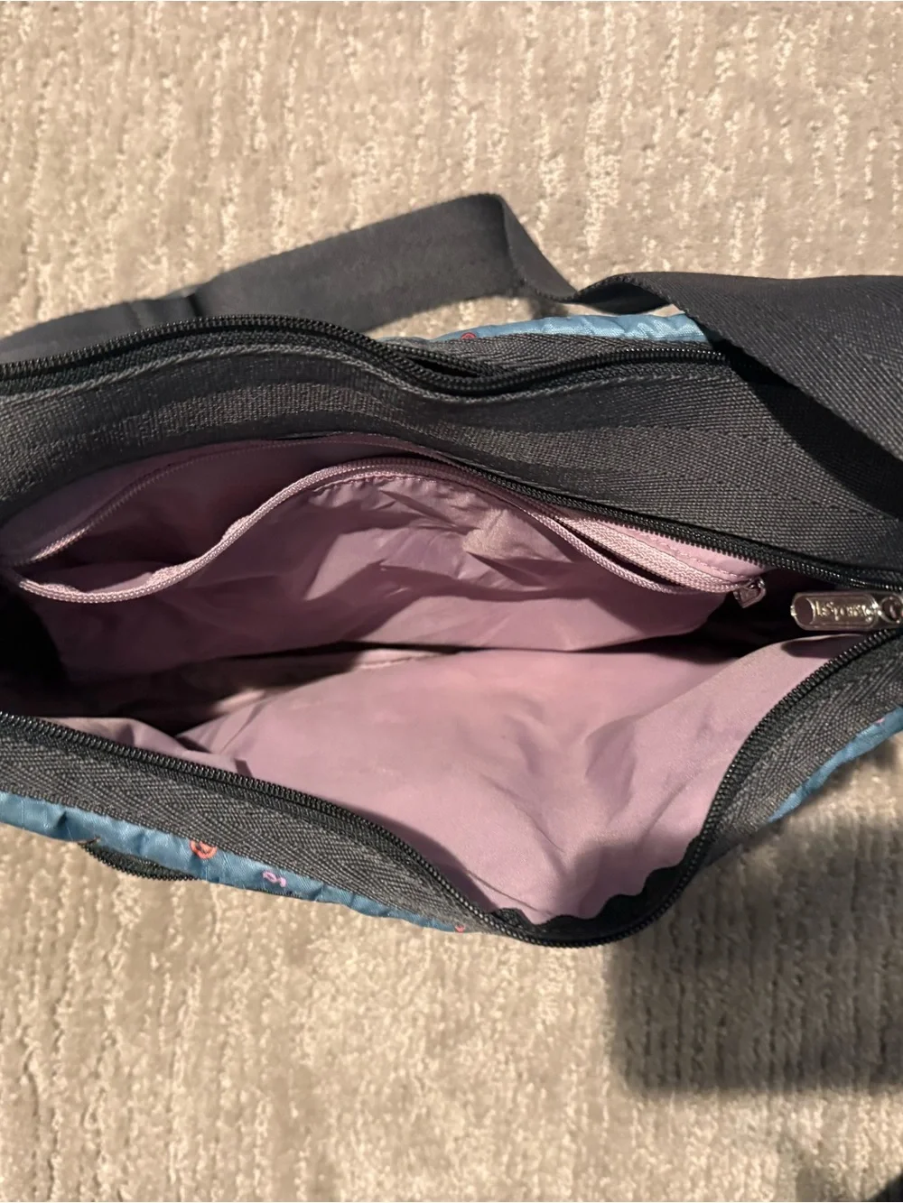 Lesportsac Teal w hearts cross body bag